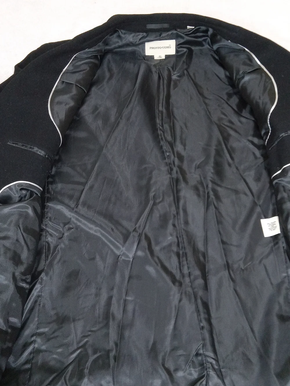 Pronto Uomo Mens 42L Wool Cashmere Blend Black Overcoat Top Coat Long Coat